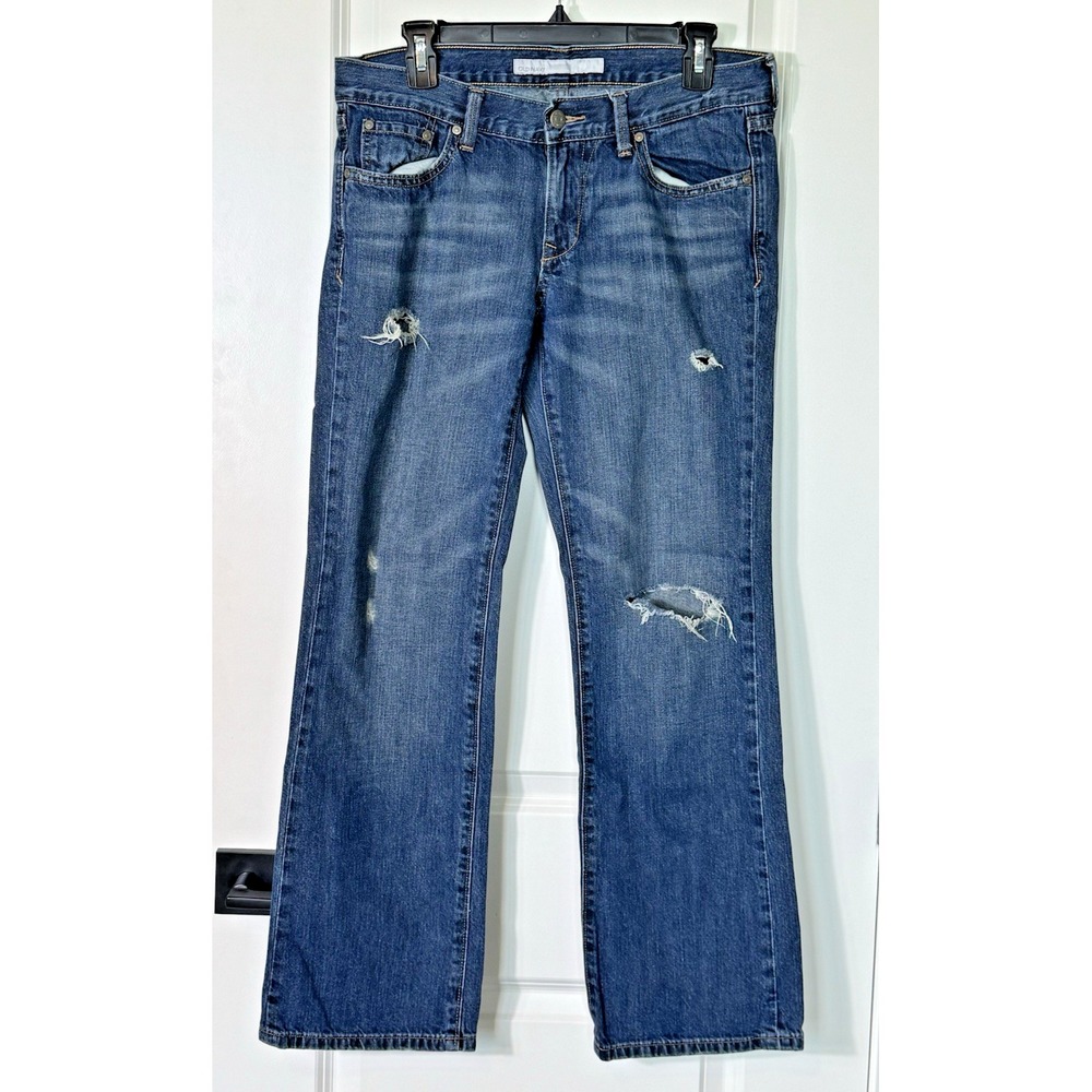 OLD NAVY Womens‎ Jeans Distressed Straight Leg Medium Wash Size 8 Regular